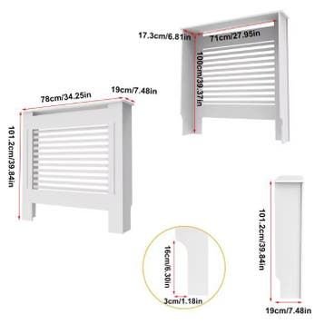 Witte Radiatorombouw – MDF Kast met Horizontale Lamellen, Verzenden, Nieuw