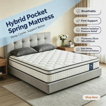 7-Zone Pocketvering Matras 90x200cm & 140x200cm - 25cm Dik,, Huis en Inrichting, Verzenden, Nieuw