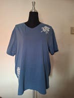 T-shirt met V-hals en korte mouwen., Kleding | Dames, Bonprix, Blauw, Maat 46/48 (XL) of groter, Zo goed als nieuw
