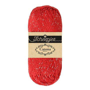 Scheepjes Catona Shine - 115 Hot Red - Silver - Katoengare, Hobby en Vrije tijd, Ophalen of Verzenden, Nieuw