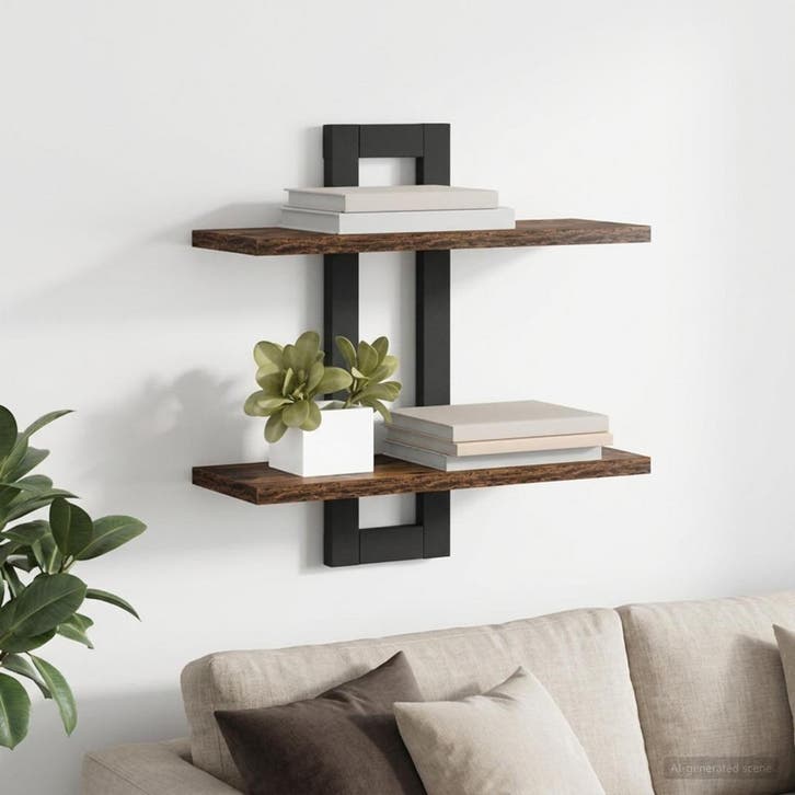vidaXL Zwevende schappen Gerookt eiken 40 x 15 x 40 cm, Huis en Inrichting, Woonaccessoires | Wandplanken en Boekenplanken, Nieuw