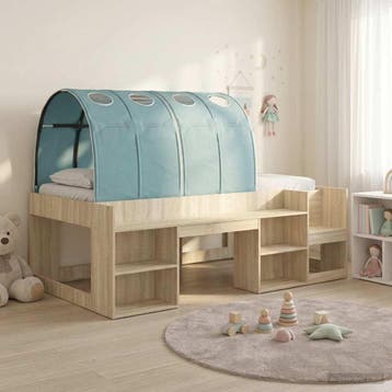 vidaXL Bedframe met tunnel met plank 3 st Sonoma eiken en, Verzenden, Nieuw, Bruin, Hout