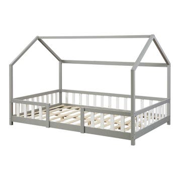 Kinderbed Sisimiut huisbed 200x120 cm lichtgrijs en wit [en., Kinderen en Baby's, Kinderkamer | Bedden, Verzenden, Nieuw