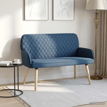 vidaXL 2-zitsbank met massief houten poten 2-zits Blauw, Verzenden, Minder dan 150 cm, Stof, Nieuw