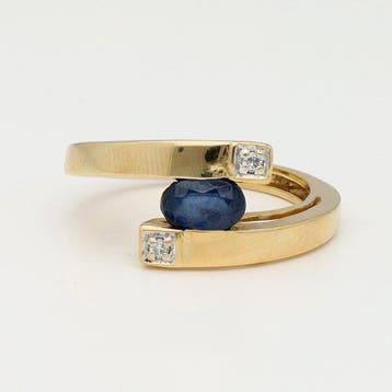 Ring - 18 karaat Geel goud Saffier - Diamant, Sieraden, Tassen en Uiterlijk, Ringen, Nieuw