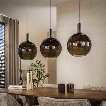 Hanglamp Sira - 3-lichts - Brons - Glazen Bollen (Internet, Ophalen of Verzenden, Nieuw