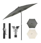 Zeshoekige Parasol – 240, 270, 300cm Kantelbaar Grijs/Beige, Tuin en Terras, Verzenden, Nieuw, Waterdicht, 2 tot 3 meter