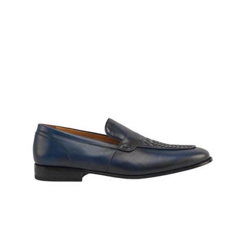 TESTONI - 8 UK - 42 IT - Camogli Blue Loafer Woven Calf /, Nieuw