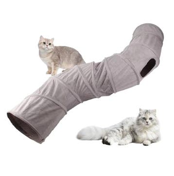 Grijze 3-Weg Kattentunnel | Nieuw en Wasbaar | 132cm lang, Verzenden, Nieuw, Speeltunnel