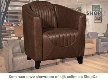 Leren fauteuil Press Special - Vintage Brown (bruin) -, Nieuw, Ophalen of Verzenden, Eigentijds, Klassiek, Retro, Romantisch, Vintage