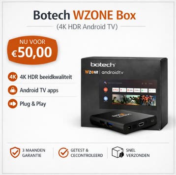 Botech WZONE Box met 4K HDR Android TV, Nieuw