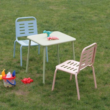 Kindertuinset Etroubles 3-delig tafel met 2 stoelen groen ro, Verzenden, Nieuw