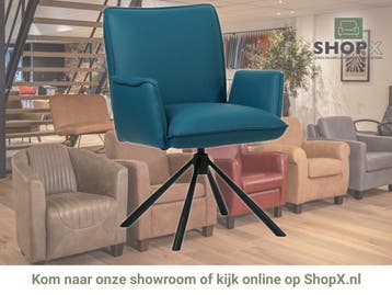 Leren draaibare eetkamerstoel Elite - Toledo Turquoise, 60 tot 90 cm, Nieuw, Leer, Ophalen of Verzenden