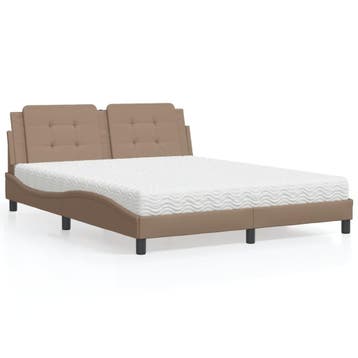 vidaXL Bed met matras Zadar kunstleer cappuccinokleurig, Overige materialen, Bruin, Verzenden, 200 cm