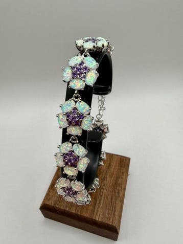 Zonder minimumprijs - Armband Zilver - Opal amethist 925, Sieraden, Tassen en Uiterlijk, Armbanden, Nieuw