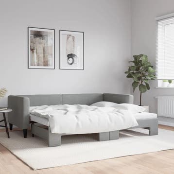 vidaXL Slaapbank met onderschuifbed 90x200 cm stof, 90 cm, Eenpersoons, Verzenden, Nieuw