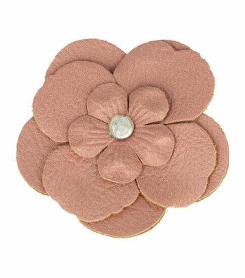 Haarspeld Duckklem & Broche 6cm – Lederlook Bloemvorm – Roze, Nieuw