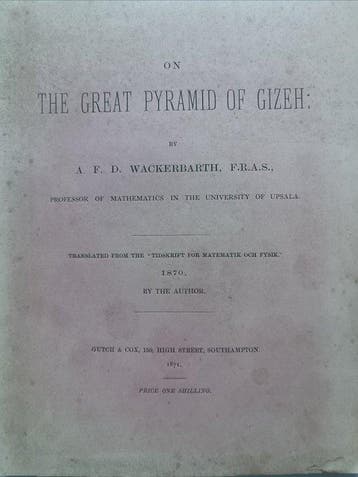 A. F. D. Wackerbarth - On the Great Pyramid of Gizeh - 1871