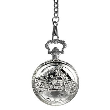 Fako - Zakhorloge - XXL - Motor - Ø 47mm - Zilverkleurig, Sieraden, Tassen en Uiterlijk, Horloges | Heren, Verzenden, Nieuw
