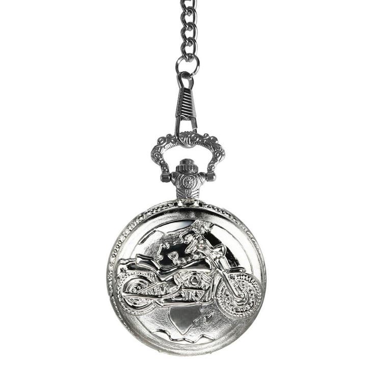 Fako - Zakhorloge - XXL - Motor - Ø 47mm - Zilverkleurig, Sieraden, Tassen en Uiterlijk, Horloges | Heren, Verzenden