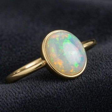 Welo-opaal uit Ethiopië. Prachtige, intense kleuren. Ring