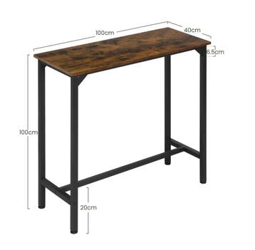 3-delige bartafelset industrieel – houtlook met 2 krukken, Verzenden, Nieuw, Inclusief barstoelen