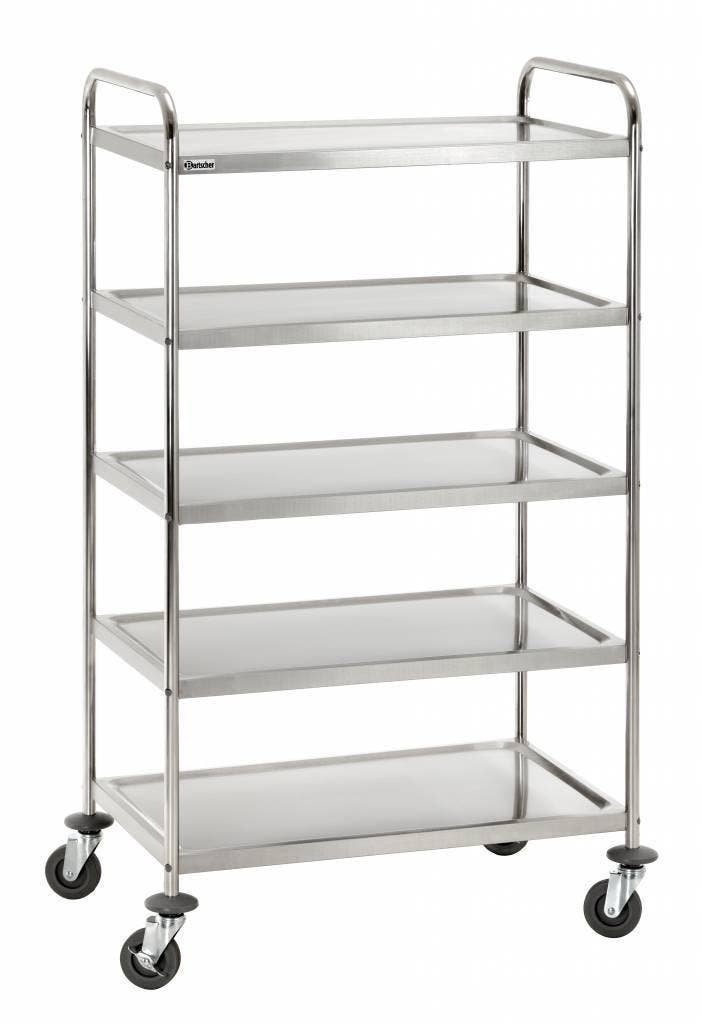 Bartscher Serveerwagen | 5  Bladen | RVS | 154 x 92 x 60cm, Zakelijke goederen, Horeca | Meubilair en Inrichting, Verzenden