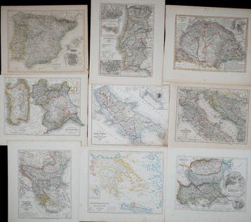 Southern Europe - Set van 9 kaarten; Meyer - - - 1821-1850, Boeken, Nieuw