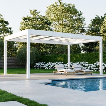 Deponti Aluminium Terrasoverkapping Pinela Glass Verkeerswit, Tuin en Terras, Nieuw
