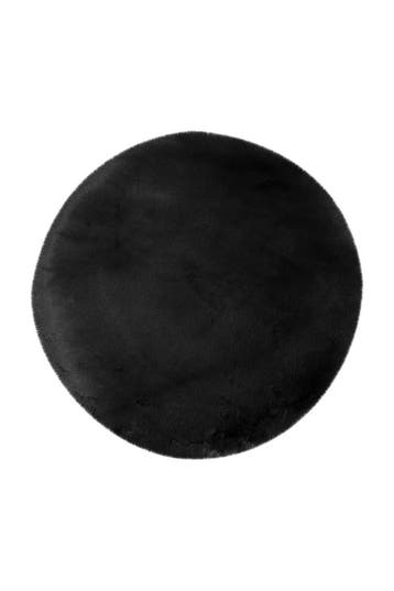 Rond Fluffy Vloerkleed | Heaven | Uni | Zwart | 120x120 cm, Verzenden, Nieuw