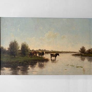 HCC Bogman 1861-1921 Koeien in de Polder olieverf op linnen, Ophalen of Verzenden
