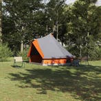 vidaXL Tipi Tent met dak Grijs en Oranje 400 x 346 x 250 cm, Caravans en Kamperen, Tenten, Verzenden, Nieuw