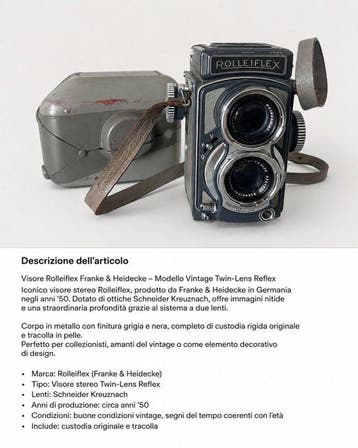 Rollei Rolleiflex 4x4 Post-War Grey Baby TLR Camera with, Nieuw