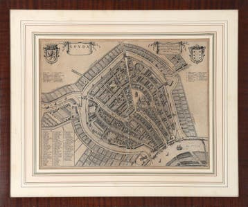 Een stadsplattegrond van Gouda, Holland, 1649, Nieuw