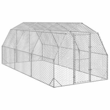 vidaXL Kippenren 2,5x6x2,25 m gegalvaniseerd staal, Verzenden, Nieuw
