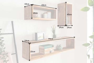 Stevige wandplank set van 3 HEMINGWAY 94cm gemaakt van, Ophalen of Verzenden, Nieuw
