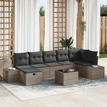 vidaXL Bankstel 7 st poly rattan, Verzenden, Nieuw, Rotan, 7 zitplaatsen