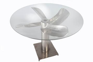 Maritieme eettafel OCEAN 105cm antiek zilveren glazen tafel, Huis en Inrichting, Ophalen of Verzenden, Nieuw