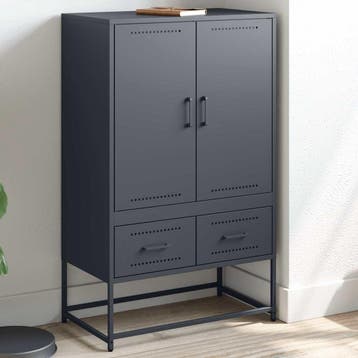 vidaXL buffetkast 68x39x111,5 cm staal antracietkleurig, Huis en Inrichting, Kasten | Buffetkasten, Verzenden, 100 tot 150 cm