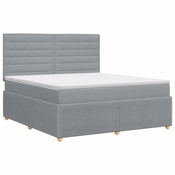 vidaXL Boxspringbed met matras Lichtgrijs 140 x 200 cm Stof, Huis en Inrichting, Slaapkamer | Bedden, Nieuw, Verzenden