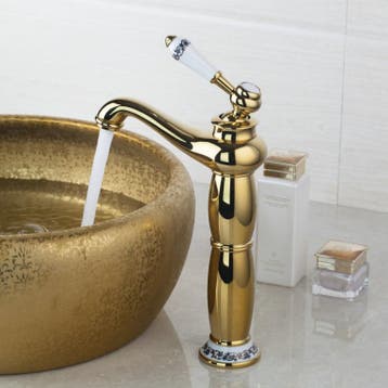 Gouden wastafelkraan Turin goudkleurige mengkraan, Verzenden, Nieuw
