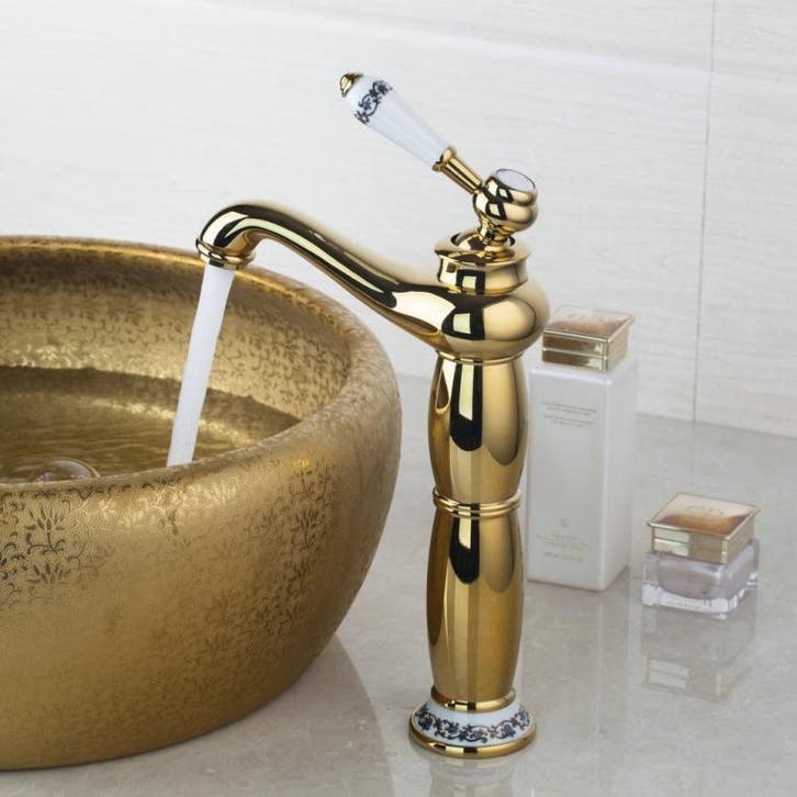 Gouden wastafelkraan Turin goudkleurige mengkraan, Doe-het-zelf en Verbouw, Sanitair, Nieuw, Verzenden