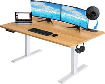 COMHOMA In hoogte verstelbaar bureau, 160 x 70 cm, met USB-a, Verzenden, Zo goed als nieuw