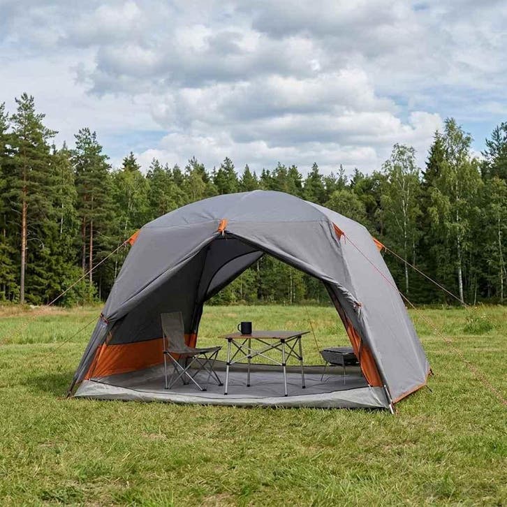vidaXL Backpacking Tent Grijs en Oranje 2-persoons, Caravans en Kamperen, Tenten, Nieuw, tot en met 2, Verzenden