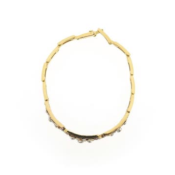 Gouden schakelarmband met robijn en diamanten; 0,89 ct., Gebruikt, Ophalen of Verzenden, Met edelsteen, Goud