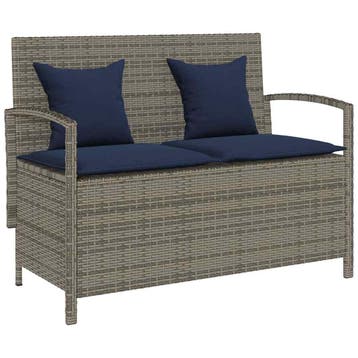 vidaXL Tuinbank met kussen poly rattan grijs, Tuin en Terras, Verzenden, Nieuw