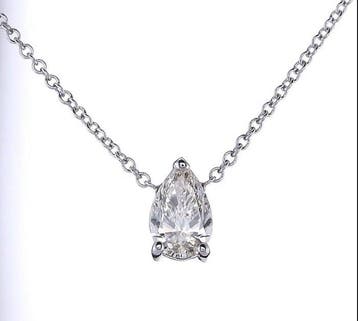 Zonder minimumprijs - Ketting met hanger - 14 karaat Witgoud, Sieraden, Tassen en Uiterlijk, Antieke sieraden