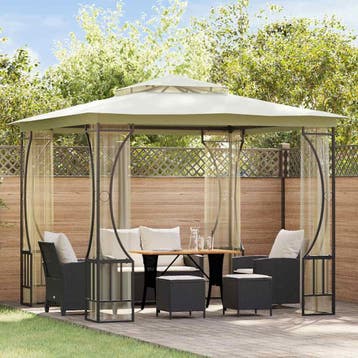 vidaXL Prieel met netten 300x300x265 cm crèmekleurig, Verzenden, Nieuw
