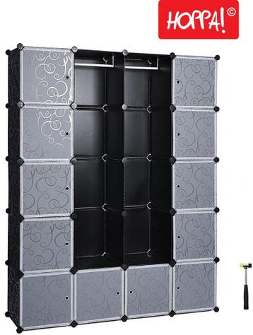Hoppa! HOP-LPC143X178-BW Garderobekast Zwart Van 59 Voor 29, Ophalen of Verzenden, Nieuw