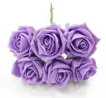 Foamroos Princess Kleurvast Lila 6 cm Bundel 6 stuks, Ophalen of Verzenden, Nieuw